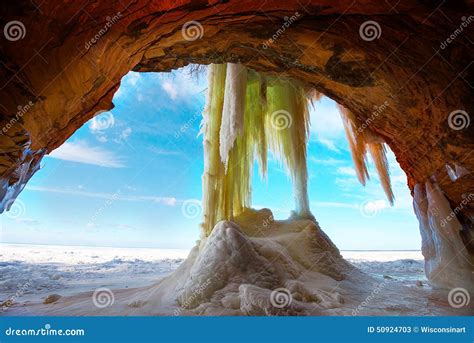 Ice Caves At Apostle Islands Winter Sunset Royalty Free Stock