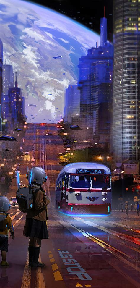 1440x2960 Star City Bus Stop Samsung Galaxy Note 9 8 S9 S8 S Q