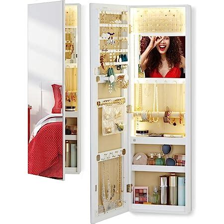 Amazon Hnebc Led Mirror Jewelry Cabinet Wall Mounted Jewelry