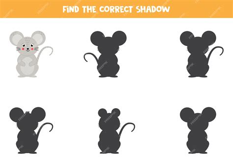 premium vector find   shadow  mouse educational game  kids