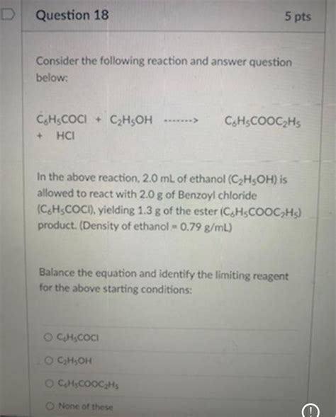 Solved Consider The Following Reaction And Answer Questi