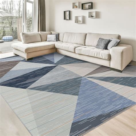 HOMFINE Washable Modern Area Rug Geometric Style 5x7 Rugs For Living