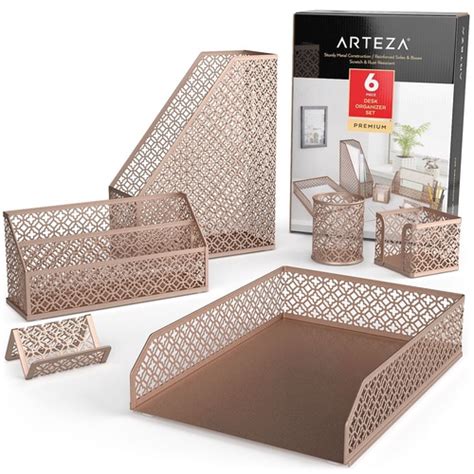 Desk Organizer Rose Gold 6 Piece Set Arteza