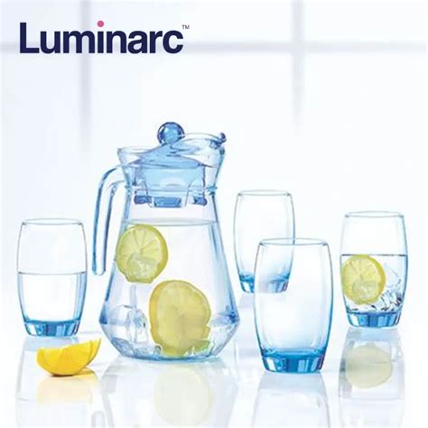 Luminarc Pcs Drinkware Ice Blue Water Drink Set L Jug And Ml