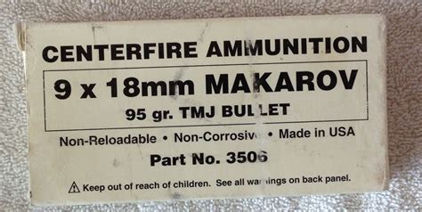 Cci Ammunition 9x18 Makarov 95 Grain Tmj Round Nose Bullet Ammunition Ammo 50 Count Total Metal