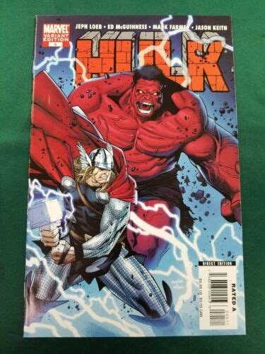 Marvel Hulk 5 Variant 2008 Vfnm Jeph Loeb Ed Mcguinness Red Hulk Vs Thor Ebay