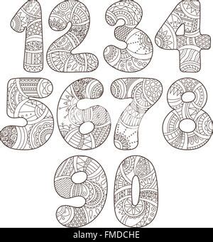 Zentangle Numbers Set Collection Of Doodle Numbers With Zentangle