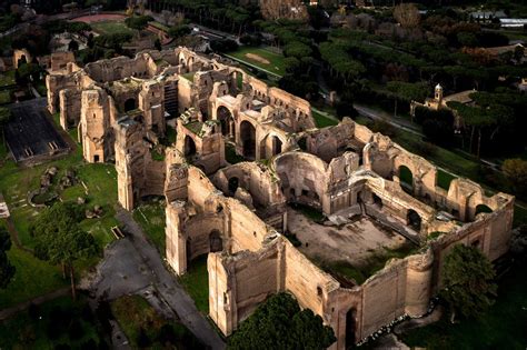 The remains of the Baths of Caracalla. The bath complex covered ...