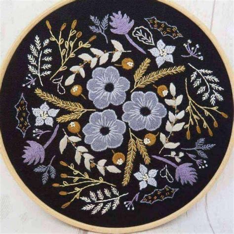 Winter Flowers Hand Embroidery Pattern