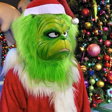 Amzeeniu Grinch Maske Erwachsene Grinch Kost M Grinch Maske Weihnachten