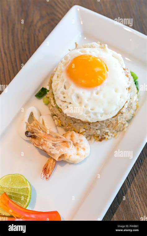 Seafood Fried Rice Stock Photo Alamy