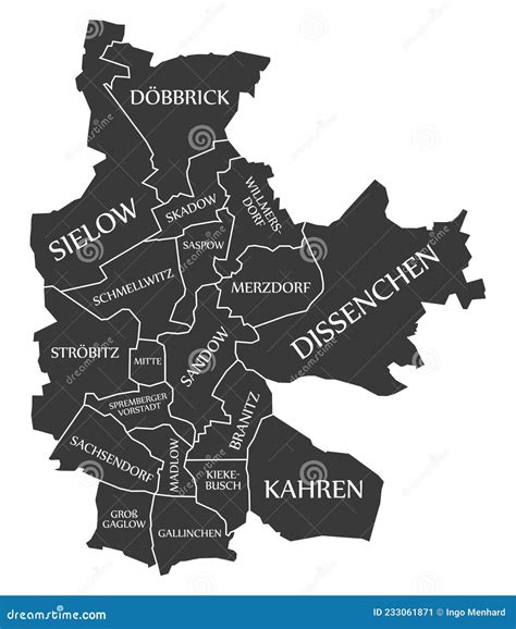 Cottbus City Map Germany De Labelled Black Illustration Cartoon Vector