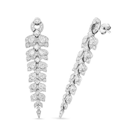 18k White Gold 10 14 Carat Diamond Art Deco Style Cascade Dangle Earrings For Sale At 1stdibs