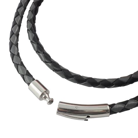 Cord O De Couro De Corrente De Couro Mm Colar Masculino Preto Cinza