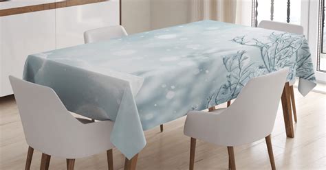 Winter Tablecloth Christmas Image Snow And Frosted Tree Snowflakes