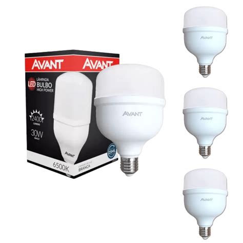 Kit 3 Peças Lampada Bulbo Led 30w Alta Potência Luz Branca 6500k E27