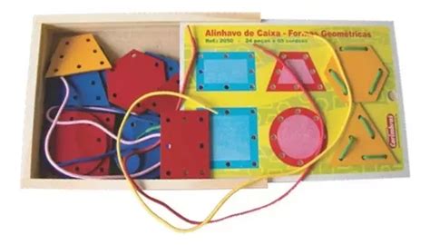 Brinquedo Educativo Alinhavo De Caixa Formas Geométricas Frete grátis