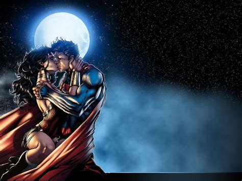 Wallpaper Of The Superman Wonder Woman Kiss By Dc Artist Tony Daniel