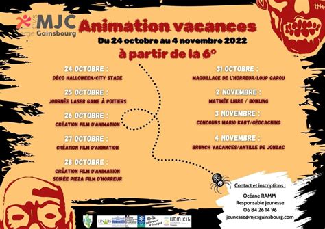 Programme Jeunes Vacances D Automne EVS MJC Serge Gainsbourg