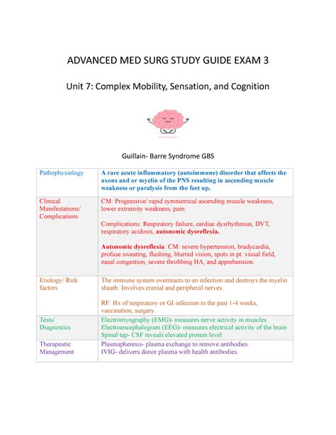 Exam Study Guide Advanced Med Surg Study Guide Exam Unit