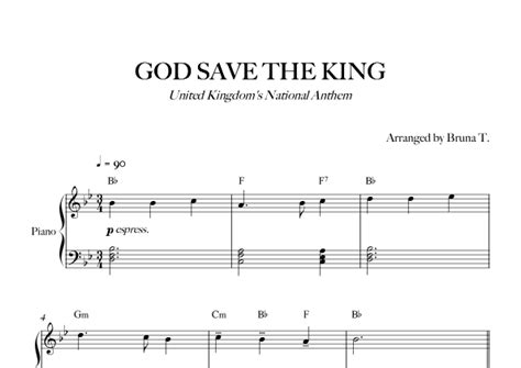 God Save The King Uk National Anthem Arr Bruna T By Traditional