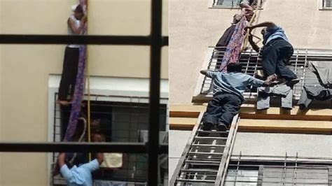 Watch Pune Girl Falls Off 4th Floor Rescued After She Gets Stuck In Window Grille News18