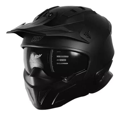 Casco Para Moto Kov Rock O Con Mascara Certificado Dot Color Negro