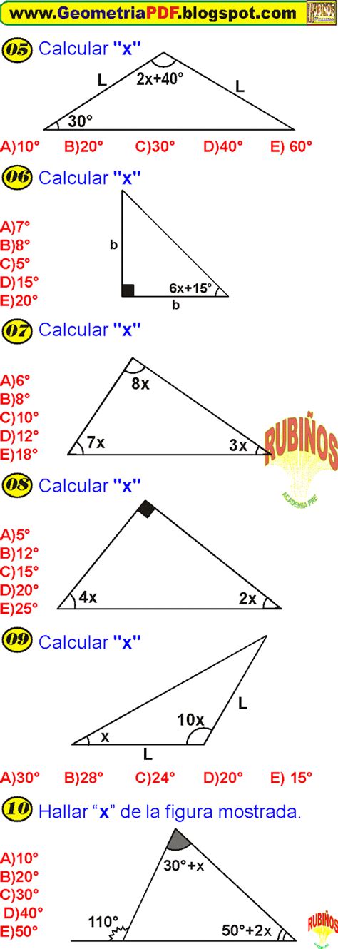 Los TriÁngulos Y Sus Propiedades Ejercicios Resueltos De GeometrÍa Plana Preuniversitaria En Pdf