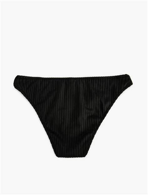 Siyah Kadın Dokulu Brazilian Bikini Altı Asimetrik Bel SAK MM Koton