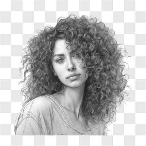 Descarga Dibujo De Retrato Realista De Una Mujer Con Pelo Rizado