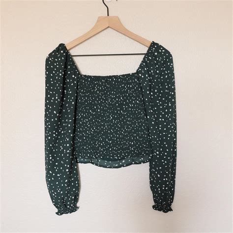 Abercrombie Fitch Square Neck Green Polka Dot Depop