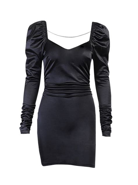 Seyurigaoka Women Sexy Bodycon Dress Black Solid Color Backless One