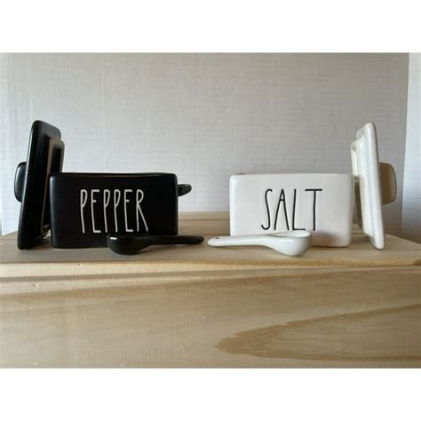 Rae Dunn Salt And Pepper Ceramic Cellar 6 Piece Set Includes Lids And