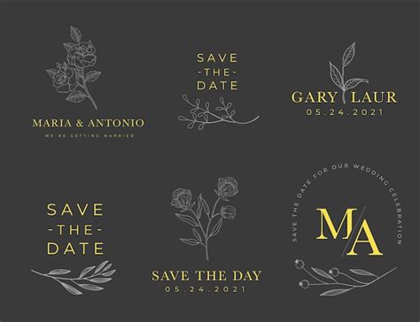 Colección de logotipos de monogramas de boda Vector Gratis