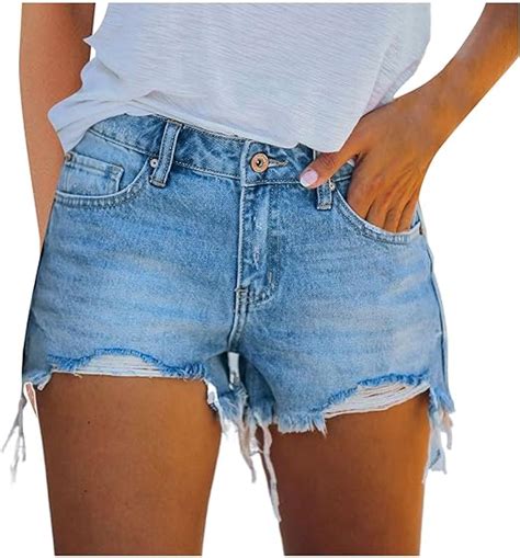 WOYAOFEI Sommer Stretch Hotpants Damen Mode Jeans Shorts Hohe Taille