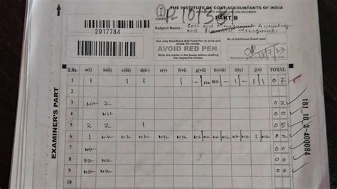 Certified Copy Of Answer Sheet For Cost And Management Accounting And