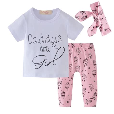 3pcs Newborn Infant Baby Girls Clothes Short Sleeve Daddys Little Girl