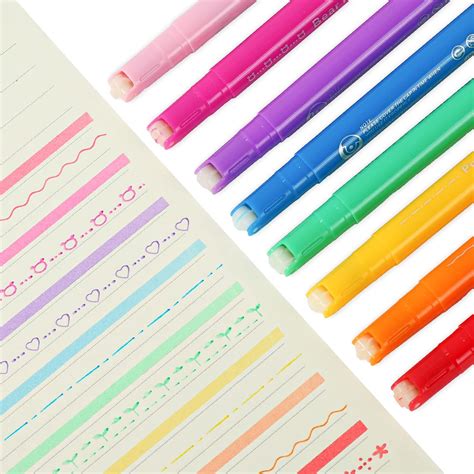 Amazon Whaline 8Pcs Highlighter Pen Set Colored Curve Pen With 6