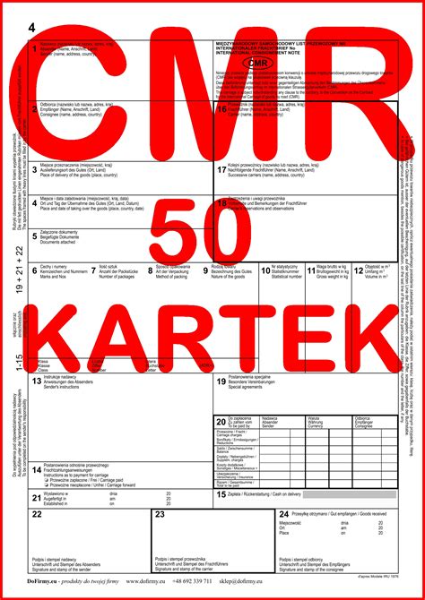 Cmr List Przewozowy Kartek Odcink W Dofirmy Pl