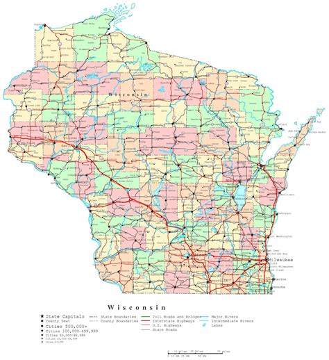 Wisconsin Political Map - Printable Map Of Downtown Madison Wi ...