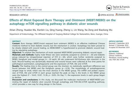 Effects Of Moist Exposed Burn Therapy And Ointment Mebt Mebo Sergio