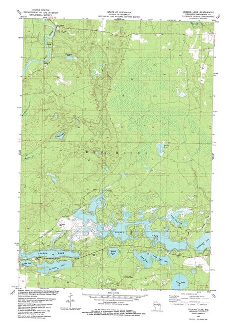 Legend Lake Topographic Map 124000 Scale Wisconsin