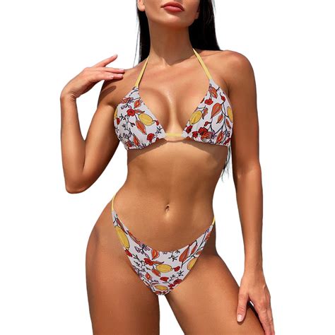 Women S Three Point Lacing Backless Swimwear Summer Two Piece Swimsuit Bikini Solid Swimsuit