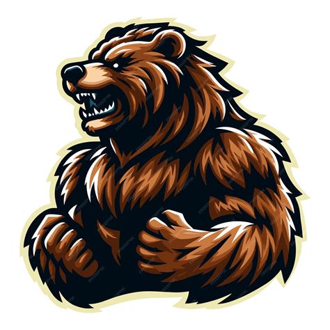 Premium Vector Strong Body Muscle Wild Beast Grizzly Bear Mascot