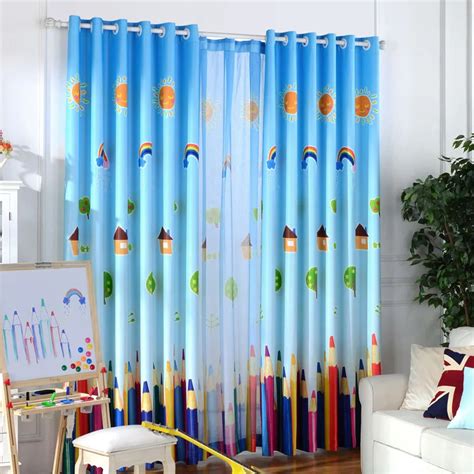 Blackout Curtains And Tulle For Children Room Rainbow Window Curtain ...