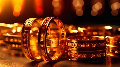 premium ai image  ring  film reels   background  light gold