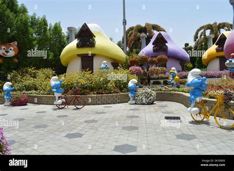 Dubai Uae June Smurf Figures At Smurf Village In Dubai