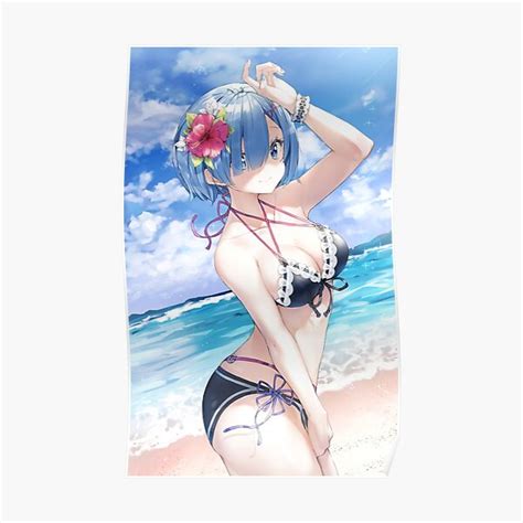 Cute Rem Bikini Waifu Kawaii Re Zero Hot Anime RZ Girl Poster By