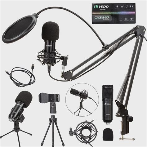 Microfone USB Kit Podcast Youtuber Estúdio Profissional Condensador