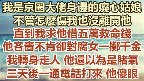 我是京圈大佬身邊的癡心姑娘，不管怎麼傷我也沒離開他，直到我求他借五萬救命錢，他吝嗇不肯卻對腐女一擲千金，轉身走人他還以為是賭氣， 三天後一通